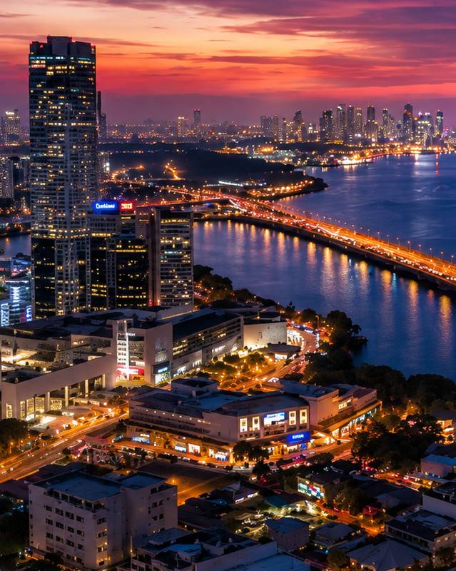 Johor Bahru waterfront at night